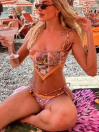 Printed Crop Top Brazilian Bikini Set image 3