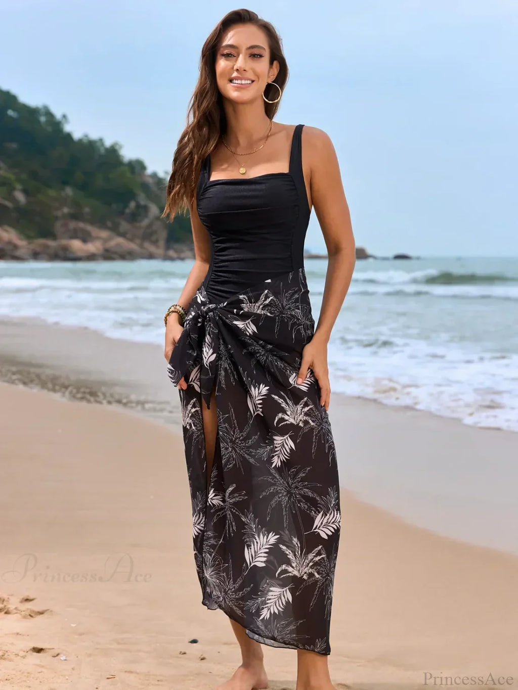 Printed Deep V One-Piece Swimsuit One Piece image 4