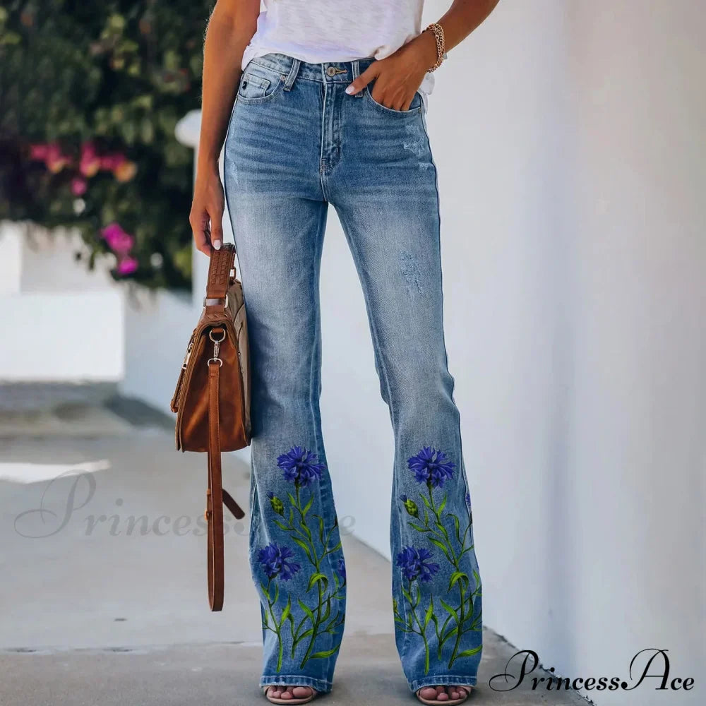 Printed Flared Stretch Bottoms Jeans image 3