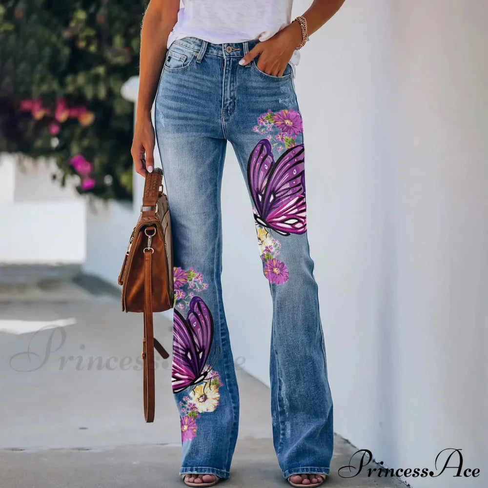 Printed Flared Stretch Bottoms Jeans image 4