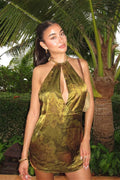 Printed Halter Cami Backless Mini Dress image 1