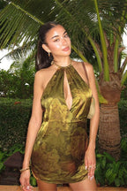 Printed Halter Cami Backless Mini Dress image 1