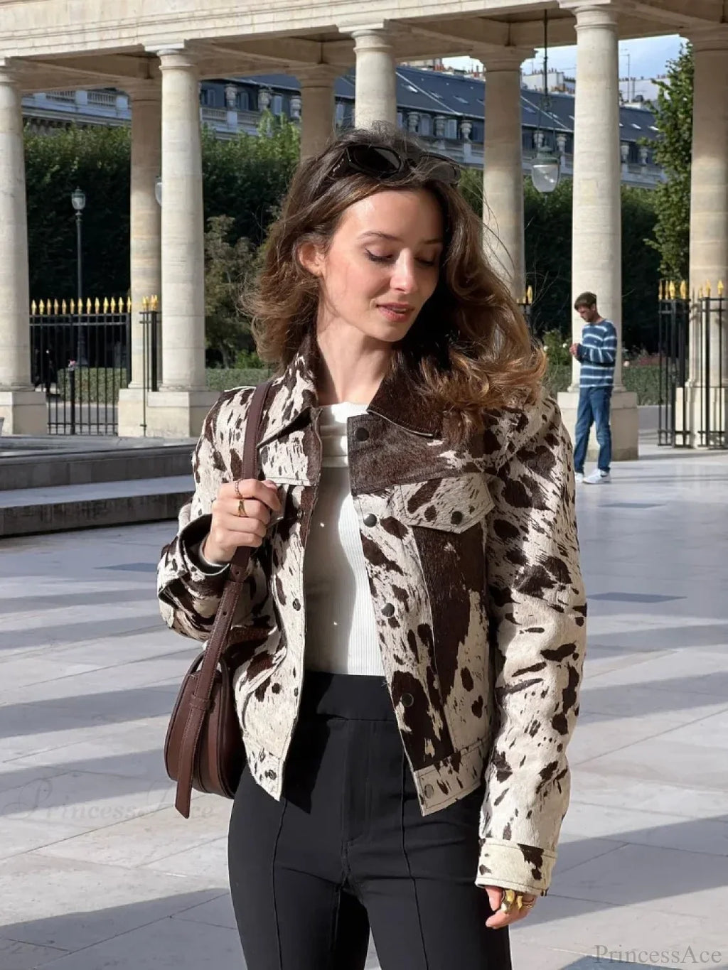 Printed Lapel Suede Coat image 1
