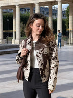 Printed Lapel Suede Coat image 1