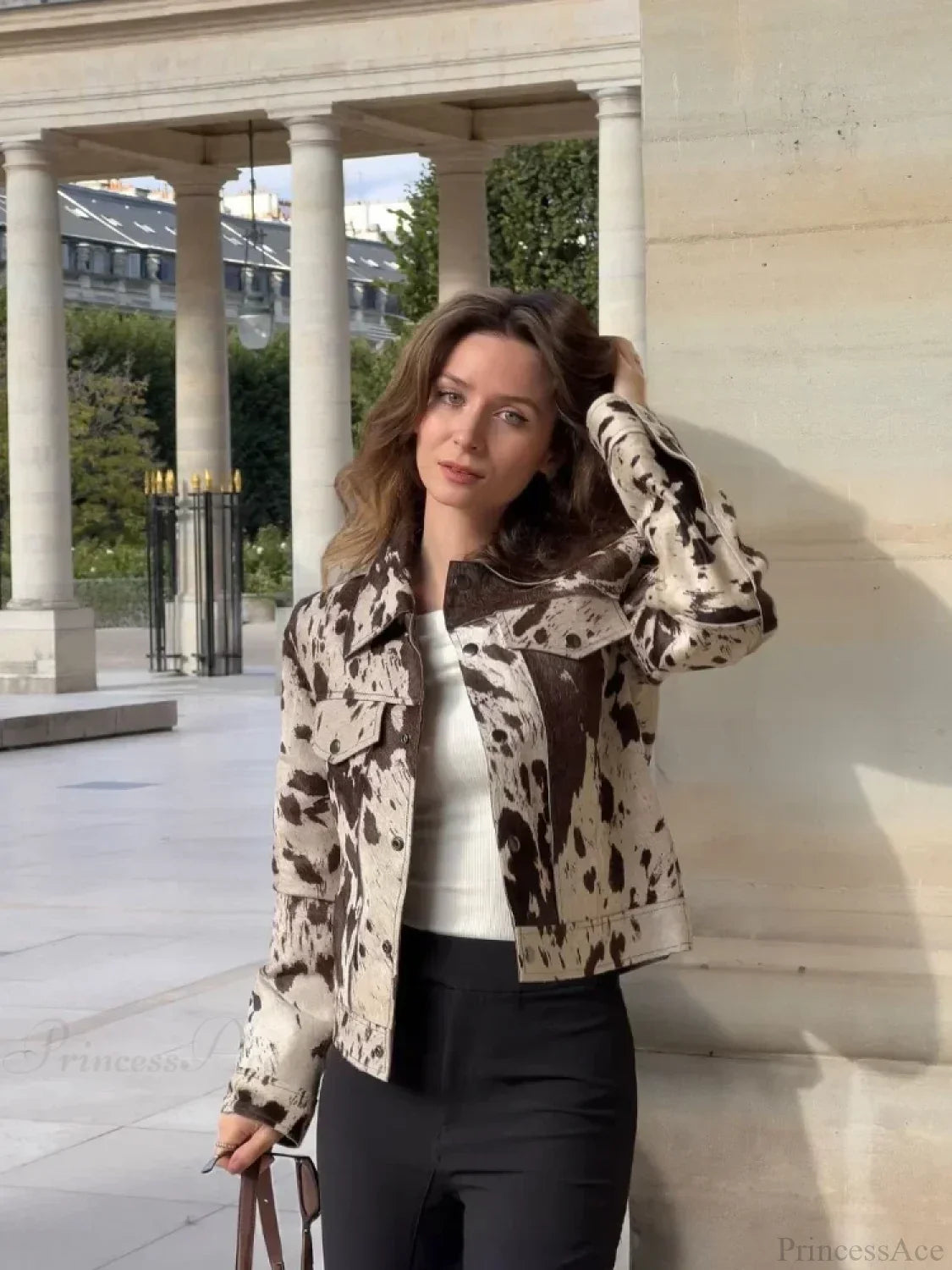 Printed Lapel Suede Coat image 2
