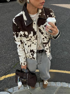 Printed Lapel Suede Coat image 6