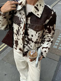 Printed Lapel Suede Coat image 7