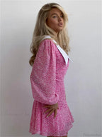 Printed Long Sleeve Mini Dress image 5