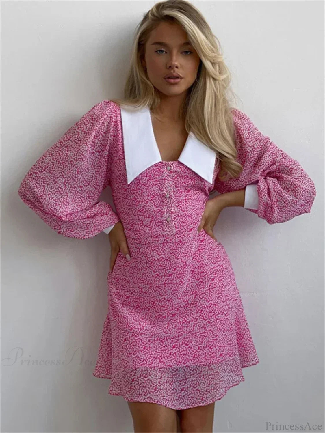 Printed Long Sleeve Mini Dress image 1