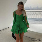 Printed Long Slit Charming Sleeve Mini Dress image 9