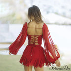 Printed Long Slit Charming Sleeve Mini Dress image 28