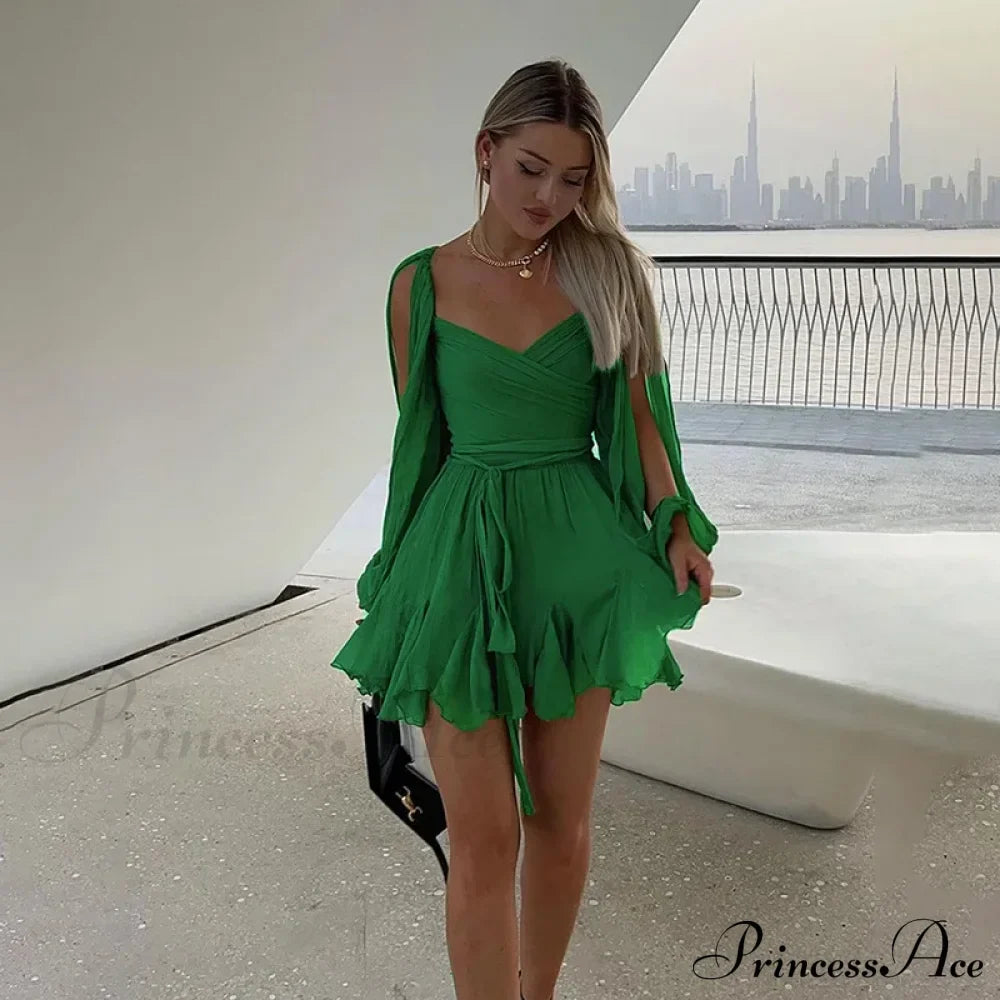 Printed Long Slit Charming Sleeve Mini Dress image 37