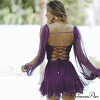 Printed Long Slit Charming Sleeve Mini Dress image 22