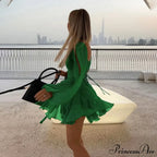 Printed Long Slit Charming Sleeve Mini Dress image 34