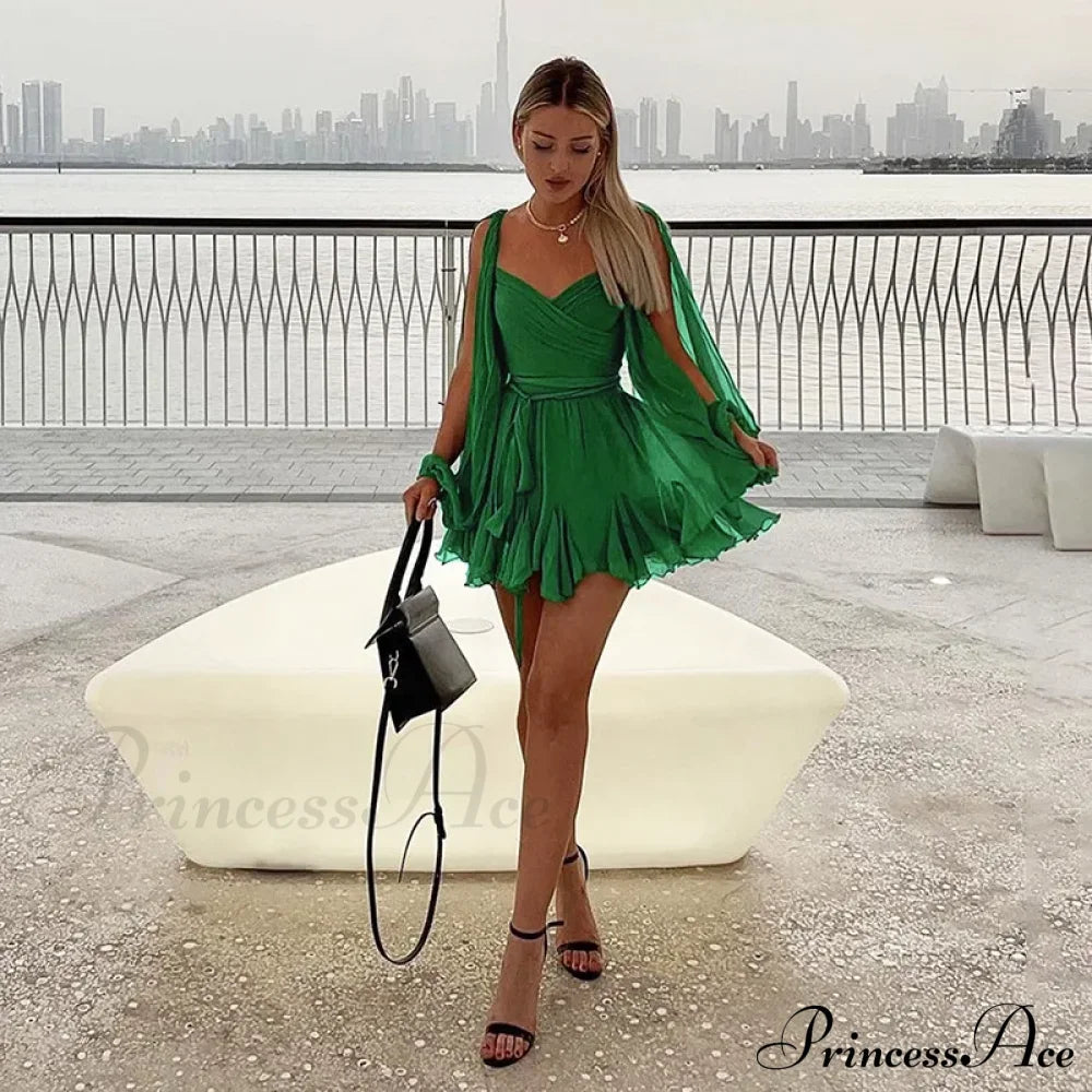 Printed Long Slit Charming Sleeve Mini Dress image 35