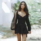 Printed Long Slit Charming Sleeve Mini Dress image 20