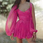 Printed Long Slit Charming Sleeve Mini Dress image 30