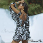 Printed Long Slit Charming Sleeve Mini Dress image 3