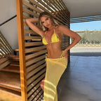 Printed Micro Bikini with Long Skirt Three Piece Swimsuit image 2