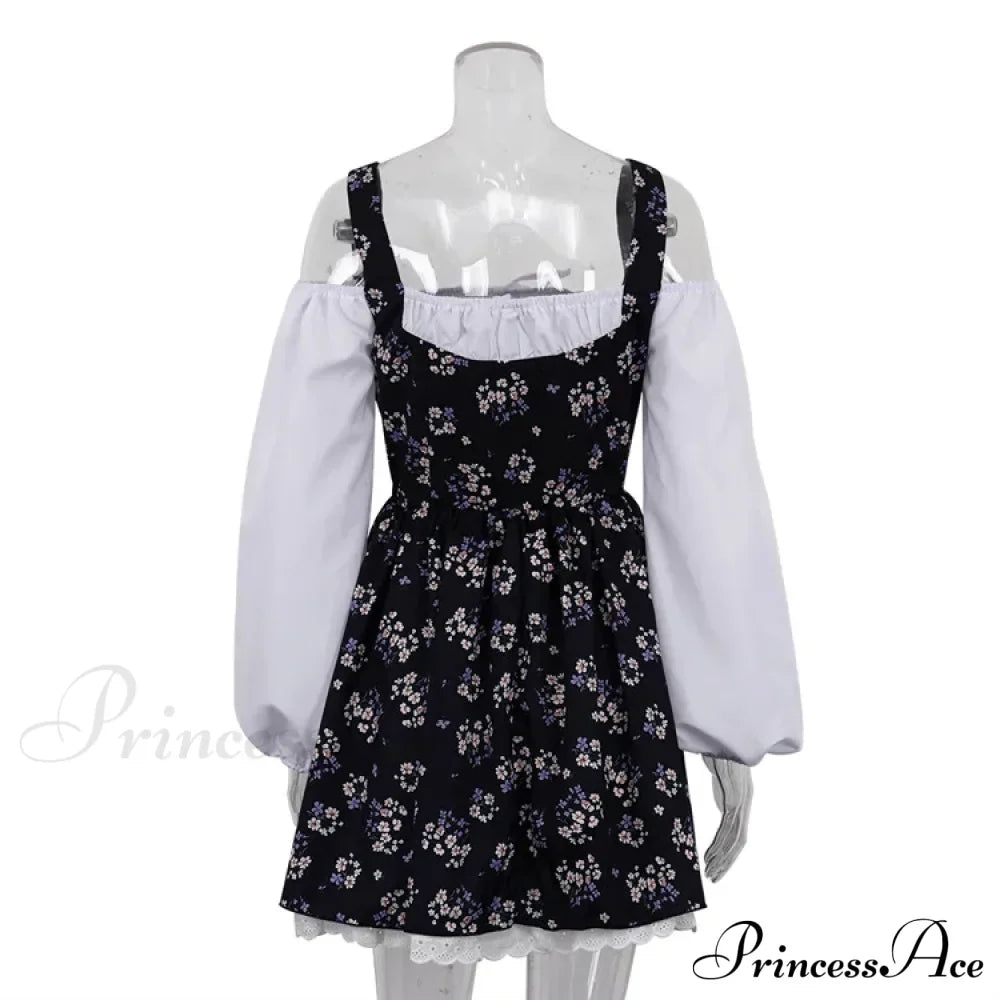 Printed Off-shoulder Lantern Charming Sleeve Flare Mini Dress image 14