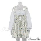 Printed Off-shoulder Lantern Charming Sleeve Flare Mini Dress image 10