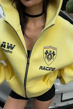 Printed Oversized Zip Hoodie image 3