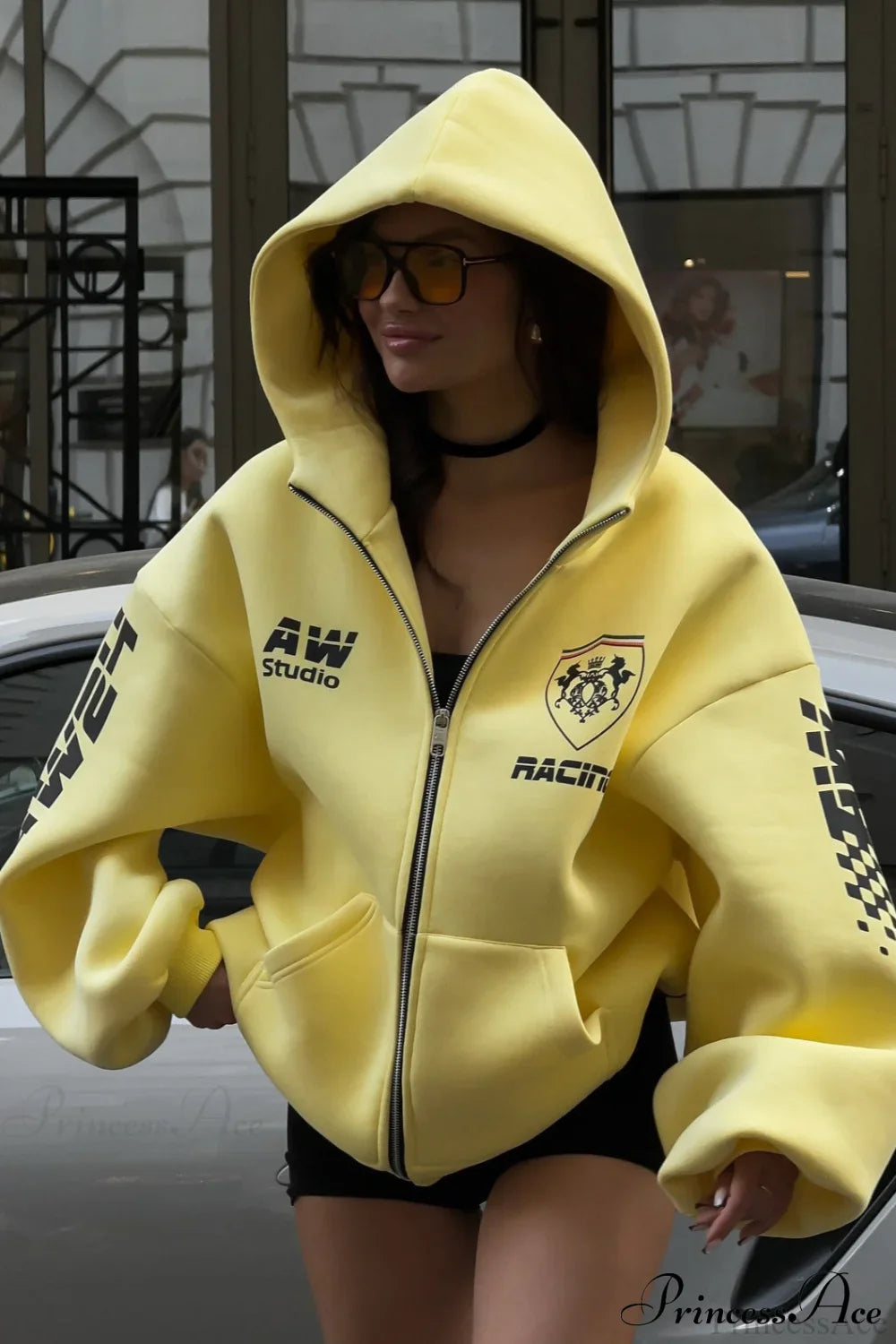 Printed Oversized Zip Hoodie image 2