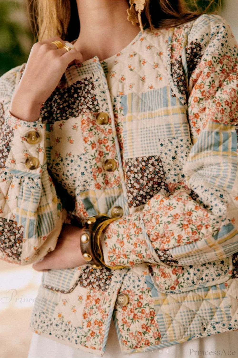 Printed Quilted Puffer Big Pocket Coat image 3