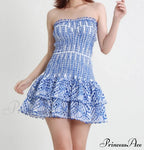Printed Ruched Stylish Tube Mini Dress image 1