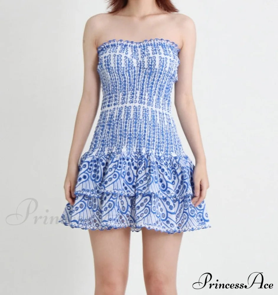 Printed Ruched Stylish Tube Mini Dress image 10
