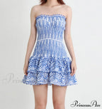 Printed Ruched Stylish Tube Mini Dress image 10