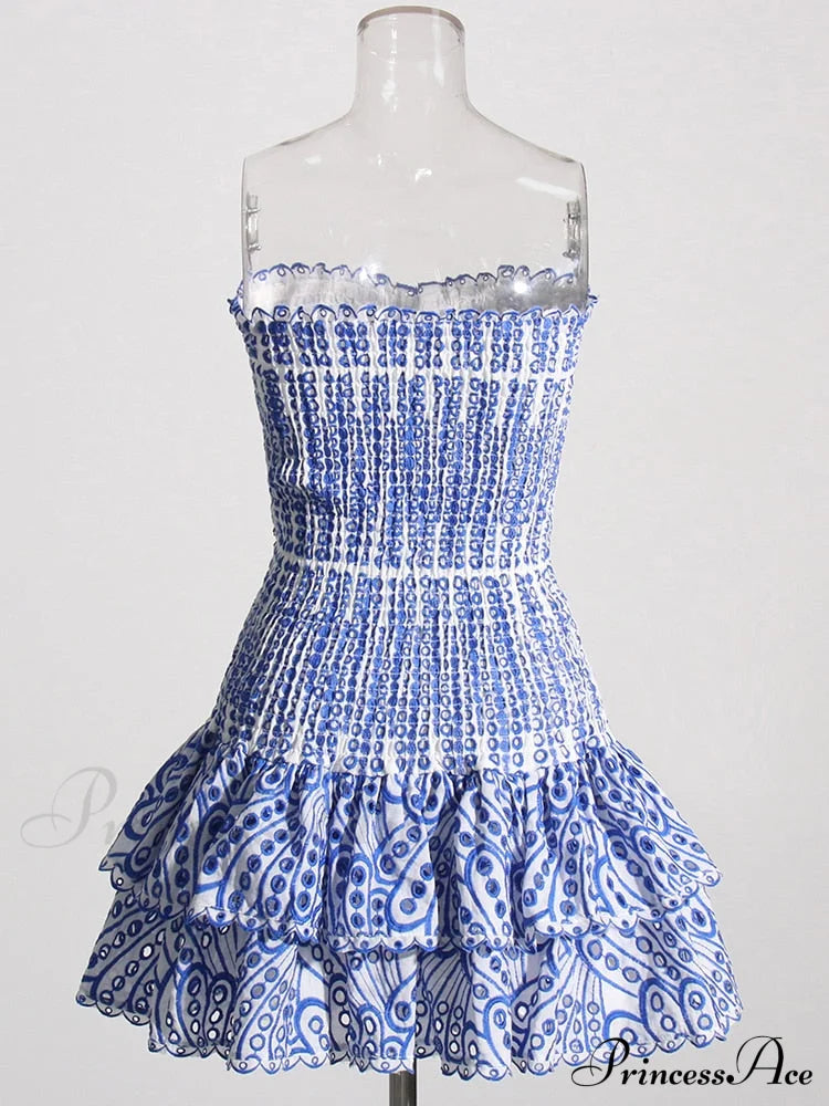 Printed Ruched Stylish Tube Mini Dress image 7