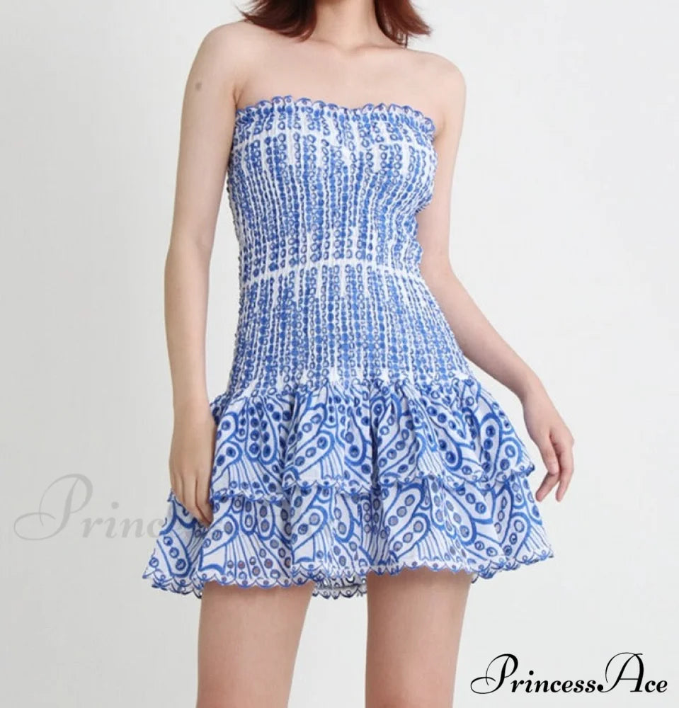 Printed Ruched Stylish Tube Mini Dress image 11