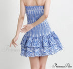 Printed Ruched Stylish Tube Mini Dress image 12