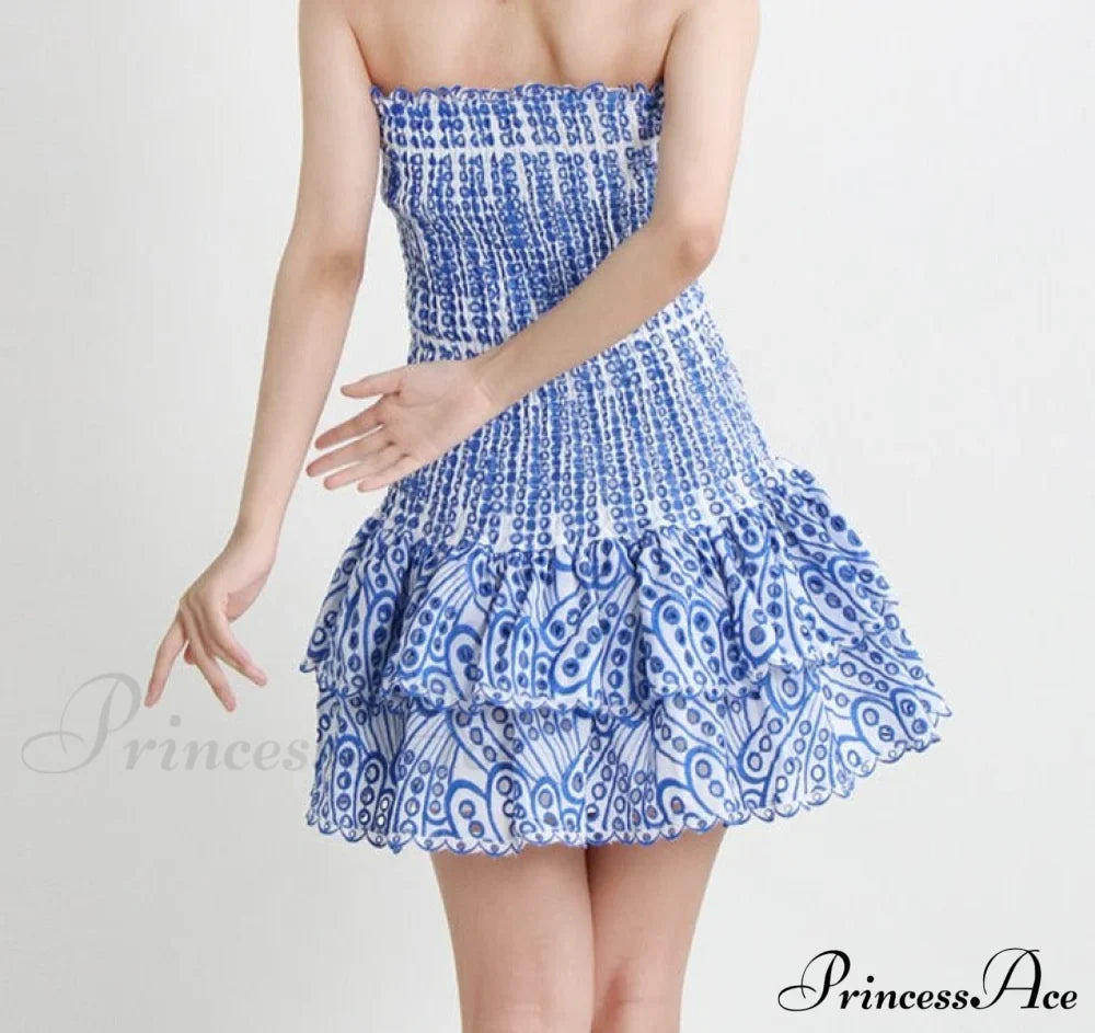 Printed Ruched Stylish Tube Mini Dress image 12