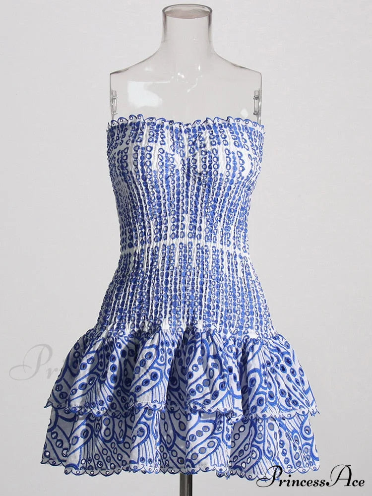 Printed Ruched Stylish Tube Mini Dress image 4