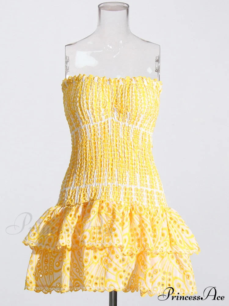 Printed Ruched Stylish Tube Mini Dress image 3