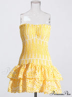 Printed Ruched Stylish Tube Mini Dress image 3