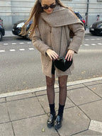 Printed Scarf Collar Woolen Coat image 7