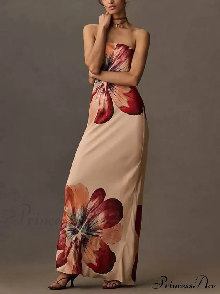 Printed Sexy Tube Top Graceful Slim Fit Midi Dress image 2