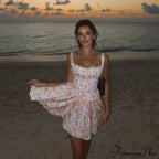 Printed Square Neck Corset Mini Dress image 16