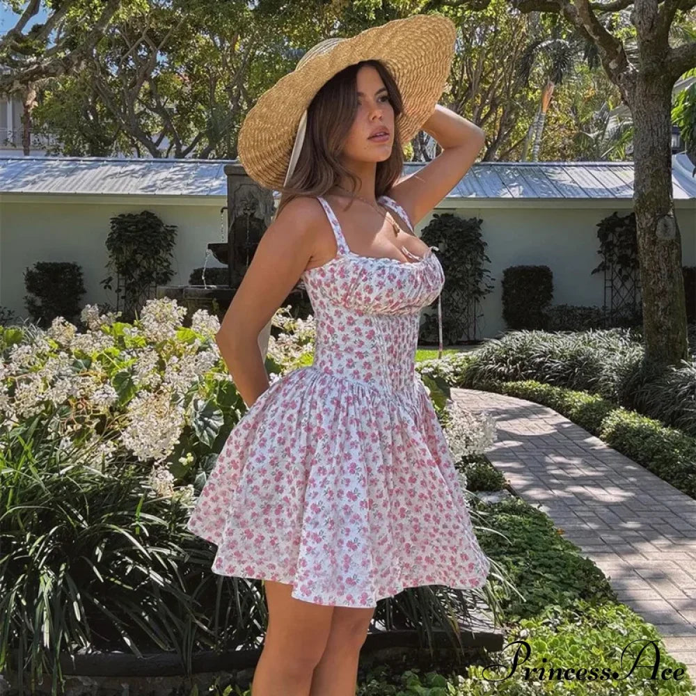 Printed Square Neck Corset Mini Dress image 18
