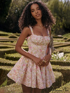 Printed Square Neck Corset Mini Dress image 2
