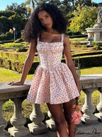 Printed Square Neck Corset Mini Dress image 1