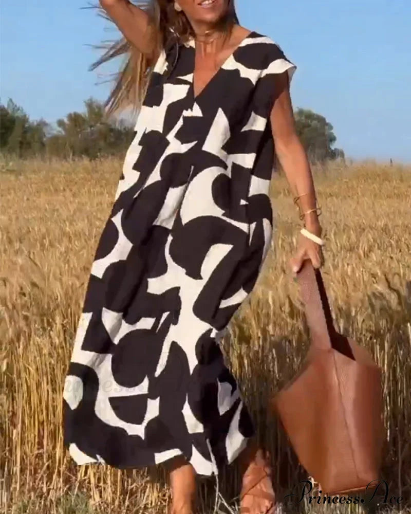 Printed V-neck Dress image 1
