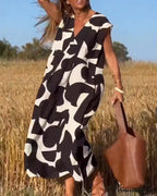 Printed V-neck Dress image 1