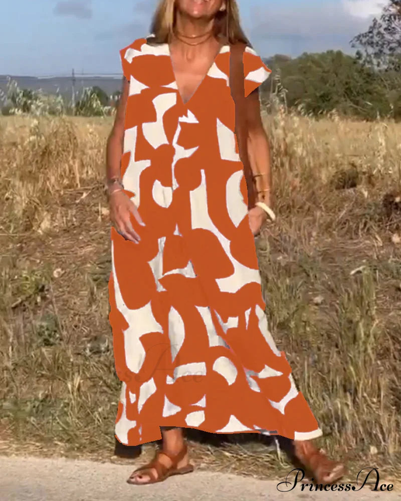 Printed V-neck Dress image 18