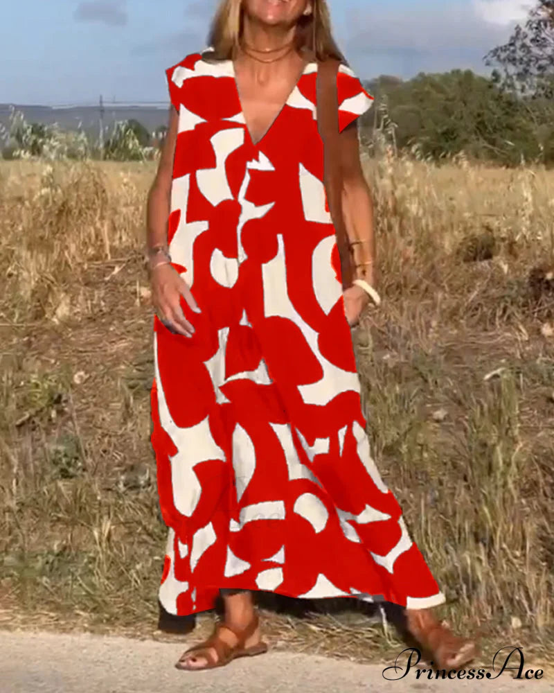 Printed V-neck Dress image 14