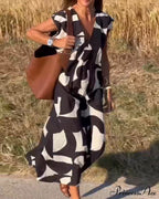 Printed V-neck Dress image 4