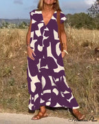 Printed V-neck Dress image 16